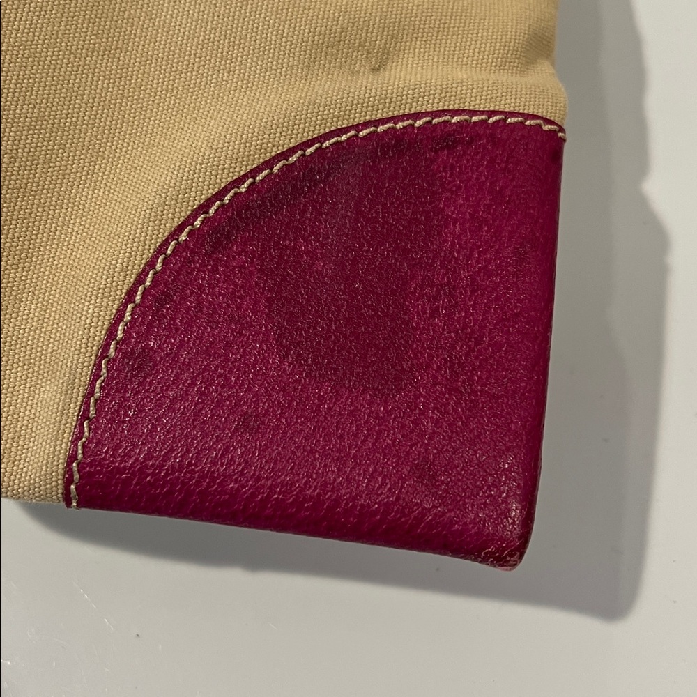 Prada Beige Canvas Tote with Pink Leather Handles and Accents - Picture 12 of 16